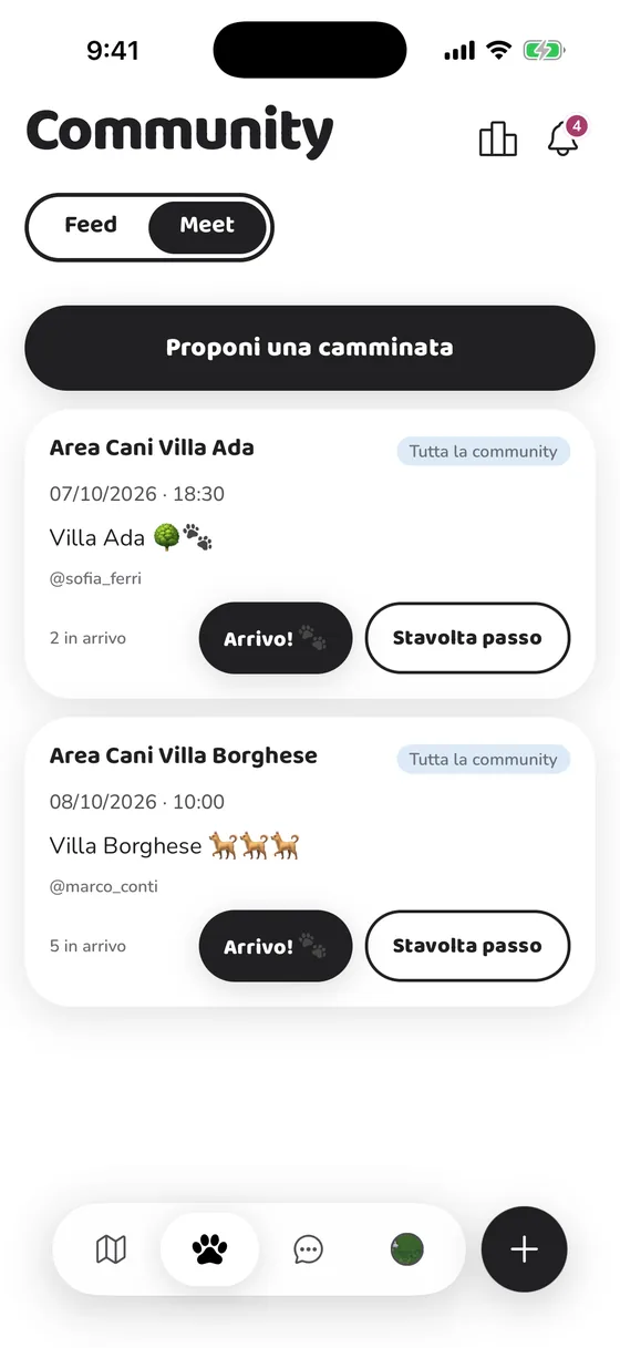 Le passeggiate di gruppo in PawFriend: due camminate nei parchi di Roma con i bottoni per partecipare